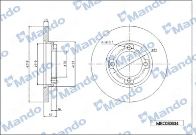 MANDO MBC030034 Fren Dıskı Ön MDA0133251