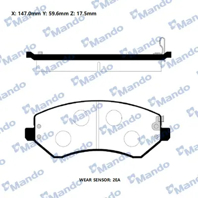 MANDO RMPJ01 On Fren Balatası Chrysler Voyager Iıı Iv (Rg,Rs) 95>08 Dodge Caravan 95>01 Jeep Cherokee (Kj) 01>08 5069201AB