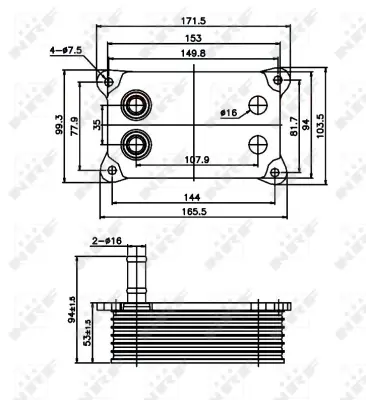 NRF 31071 Yag Sogutucu (Ust Petek Cıft Cıkıs) Mondeo Iıı 2,0tdcı 16v / 2,2tdcı 00>07 Transıt V184 2,0tdcı 00>0 1C1Q6B624AH