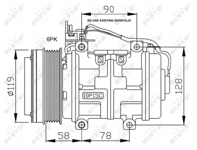 NRF 32039G Mercedes 190-Series 1.8 83-Compressorswith Pag Compressor Oil A0031319501