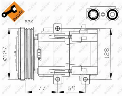 NRF 32061G Ford Mondeo 1.8d 97-Compressorswith Pag Compressor Oil XS7H19D629CA