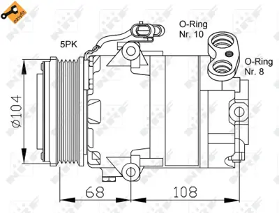 NRF 32080 Opel Astra 1.6 98-Compressorswith Pag Compressor Oil 9196952