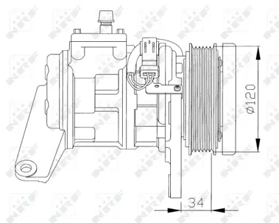 NRF 32092 Chrysler Voyager 3.3 95-Compressorswith Pag Compressor Oil 