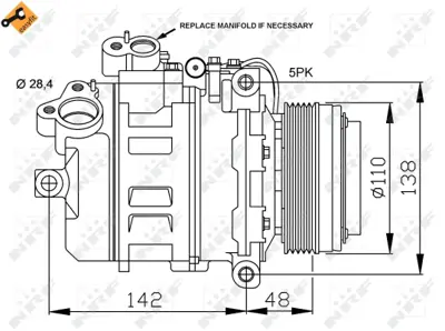 NRF 32123 Klıma Kompresoru Bmw M52 M54 M57 S62 M62 E38 E39 E46 E53 8386451