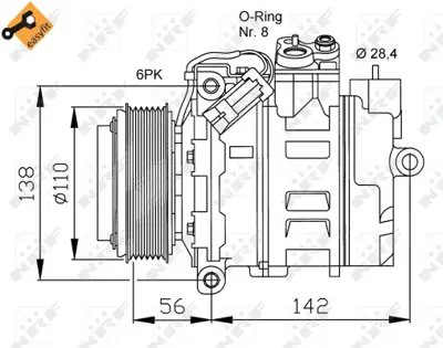 NRF 32178 Opel Zafira 2.0d 99-Compressorswith Pag Compressor Oil 93176862