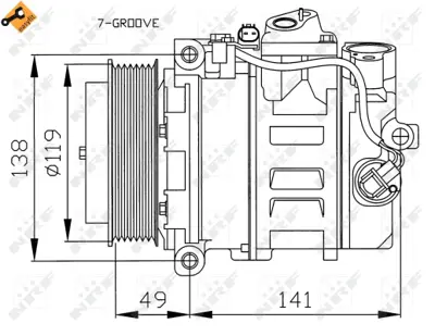 NRF 32215 Klıma Kompresoru W203 02>07 W204 07>14 Cl203 02>08 C209 02>09 A209 03>10 A0022308311