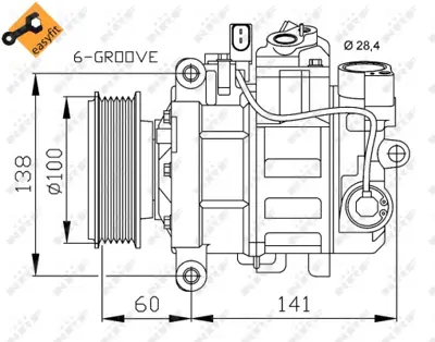 NRF 32263 Audı A4 2.0d 08-Compressorswith Pag Compressor Oil 8E0260805CB 8K0260805L