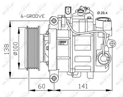 NRF 32263G Audı A4 2.0d 08-Compressorswith Pag Compressor Oil 8E0260805CB 8K0260805L