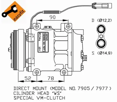 NRF 32272G Chrysler Voyager 2.5d 95-Compressorswith Pag Compressor Oil 