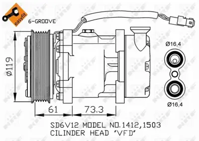 NRF 32275 Klıma Kompresoru Peugeot 206 1.4 99- E162013 E162215