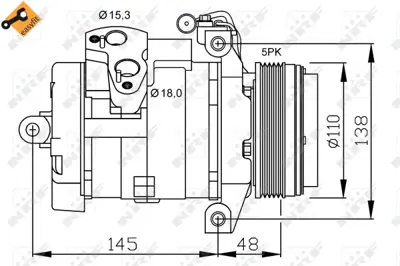 NRF 32432 Klıma Kompresoru 306d1 M62 B44 R.R Vogue 3 L322 02>12 Bmw M54 M57 B30 E53 00>06 8377067 LR012793