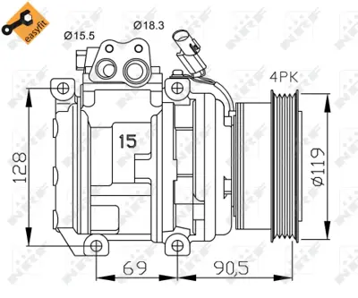 NRF 32438 Kıa Cerato 1.6 04-Compressorswith Pag Compressor Oil 977012F000