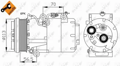 NRF 32722 Ford Focus 1.8d 05-Compressorswith Pag Compressor Oil RM4M5H19D629AF