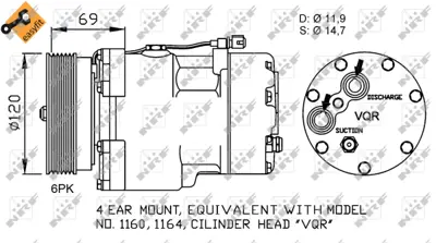 NRF 32748 Vw Sharan 1.8 96-Compressorswith Pag Compressor Oil 7M0820803Q 98NW19D629AB