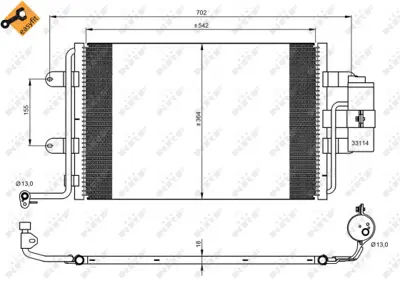 NRF 35227 Vw Golf 1.4 98-Condenserwith Dryer 1J0820413N