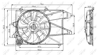 NRF 47004 Ford Mondeo 1.8 01-Fan Complete 95BB8C607RA