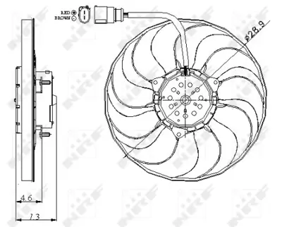 NRF 47381 Fan Motoru (Buyuk Olan 300w 363mm) Caddy 04>11 Eos 06>11 Golf V Vı 04>13 Jetta 06>08 Passat 06>11 Cc 1K0959455C