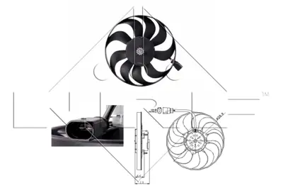 NRF 47381 Fan Motoru (Buyuk Olan 300w 363mm) Caddy 04>11 Eos 06>11 Golf V Vı 04>13 Jetta 06>08 Passat 06>11 Cc 1K0959455C