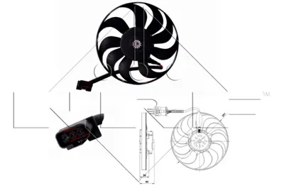 NRF 47392 Fan Motoru 290mm Bora 99>05 Golf Iv 98>06 Leon 00>06 Toledo 99>04 Aqn Bde Arl Aue 1J0959455R