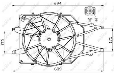 NRF 47465 Ford Focus 1.8d 99-Fan Complete 98AB8C607BH