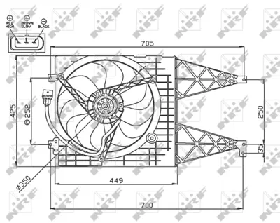 NRF 47744 Vw Golf 1.4 98-Fan Complete 6X0959455F