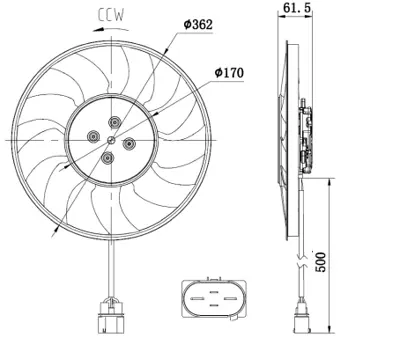 NRF 47931 Fan 370wa4 A5 A6 A7 Q5 16>> 8W0959455K