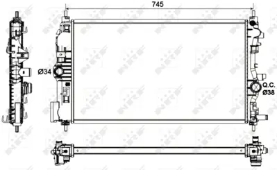 NRF 53129 Motor Radyatoru Astra J 1,4 1,6ı Cruze 1,4 1,6ı 09> (680x382x28) 13336887 39074664