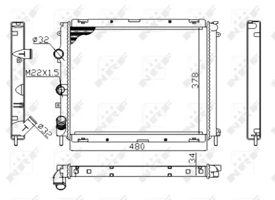 NRF 53209A Motor Radyatoru Kangoo 1,4 8v Clıo Iı 1,9d (2 Sıra Pa Sıstem) / (480x378x34) 7700836303