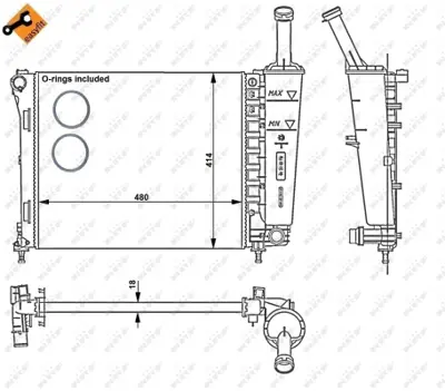 NRF 53526 Fıat 500 1.2 08-Radiator 51939068 DS518005BA