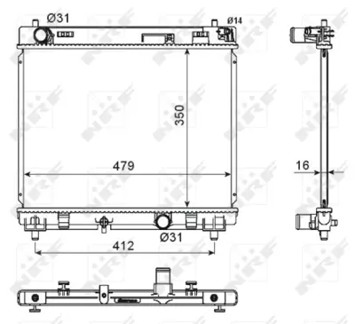 NRF 53667 Motor Radyator Toyota Yarıs 1.4 d4d 06-> Manuel 164000N050