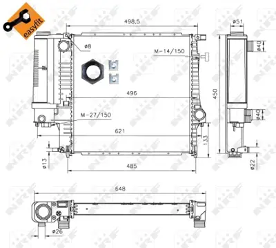 NRF 53849 Motor Su Radyatoru Man/Sanz (Klımalı) Bmw M40 M43 M50 M52 E30 E36 1728907