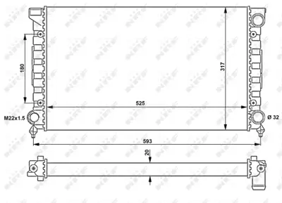 NRF 539501 Seat Toledo 1.6 91-Radiator 1L0121253R 353121253AC