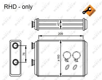 NRF 54224 Fıat Punto 1.2 00-Heat Exchanger, İnterior Heatingwithout Pipe 77362396