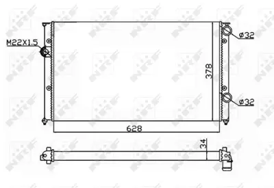 NRF 54693 Vw Golf 1.9d 92-Radiator 1H0121253AE