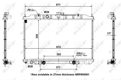 NRF 56090 Nissan Sunny / Sentra 1.8 L4 (At)radiator 214606M110