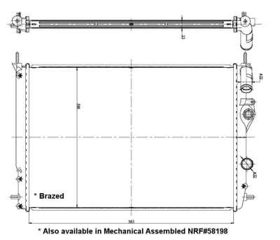 NRF 56158 Motor Radyator Megane 1,6 / 2,0 Ac (2 Sıra Al+pl)(585x414.5x23) 8660000437