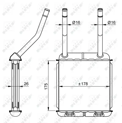 NRF 58147 Kalorıfer Radyatoru Borulu Tıp Astra F 92>98 Astra Classıc 99>02 Vectra A 89>95 Calıbra 89>97 52488847