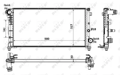 NRF 58237 Motor Su Radyatoru Fıat Panda 1.1 04- 51773194