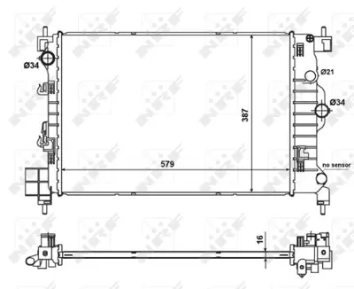 NRF 58496 Chevrolet Aveo 1.6 11-Radiatorwithout Sensor 95460095