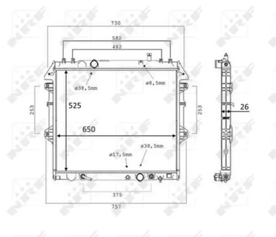 NRF 58534 Toyota Hilux 3.0d 05-Radiator 164000L170