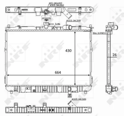 NRF 59046 Kıa Carens 2.0d 00-Radiator K2KB15200A