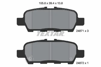 TEXTAR 2487101 Fren Balatası Arka AY060NS045 AY060NS047 AY060NS050 AY060NS051 AY060NS052 AY060NS906 D4060045VA D40603AW0A D40608H385 D40608H38EVA