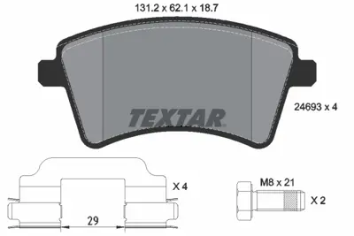 TEXTAR 2469301 Fren Balatası Ön 410601334R 410603750R 7701209864 7701210110 4154210310 4154210610 4154300022 A4154210310 A4154210610 A4154300022