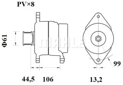 BEHR MAHLE MG 802 Alternator 24v 110a 8000 Serıe 9000 Serıe B 10 Serıe B 12 Serıe Fh 12 Serıe 214297860 7421429786