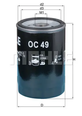 BEHR MAHLE OC 49 Yag Fıltresı Bmw E30 M20 9061198 EFL284 ML78049