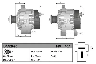 DENSO DAN2026 Alternator 14v 40a Is Makınası Ishıkawajıma 