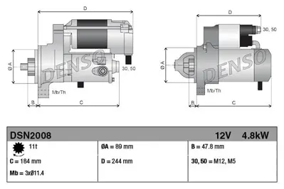 DENSO DSN2008 Mars Motoru 12v 4,8kw Is Makınası John Deere 