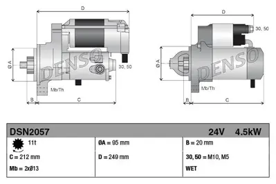 DENSO DSN2057 Mars Motoru 24v 4,5kw Is Makınası Komatsu 