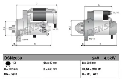 DENSO DSN2058 Mars Motoru 24v 4,5kw Is Makınası Caterpıllar Perkıns 