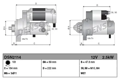 DENSO DSN2114 Dsn2114 Sta R 12v 2.5kw D160591